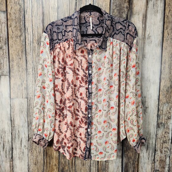 Free People DANI Multi Print Floral Paisley Button Down Shirt - M - Picture 12 of 13